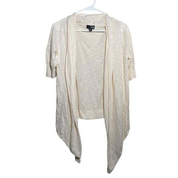 ANA Sweater Women's Medium Cream Open Cardigan Lightweight Knit Short Sleeve - Picture 1 of 8